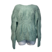 Topshop Soft Green Petal Pointelle Soft Knit Crewneck Sweater Size 10 - £15.52 GBP