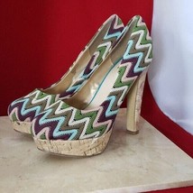 Diba Girl High Heels Multicolored Zig Zag - Size 8.5 - $16.99