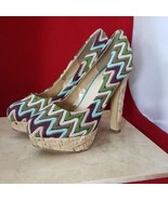 Diba Girl High Heels Multicolored Zig Zag - Size 8.5 - $16.99