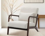 Modern Accent Chair With Wood Frame, Upholstered Chair With Waist Cushio... - $333.99