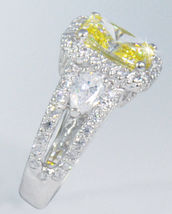 2.5 ct Radiant Canary Ring Top CZ Imitation Moissanite Simulant SS Size - £77.68 GBP