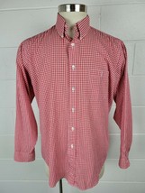 Mens Orvis Red Gingham Plaid Button Front Shirt L - $15.05