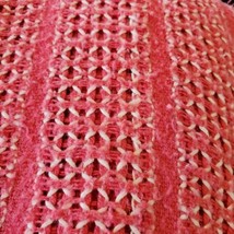 Vintage Waffle Weave Pink Blanket King Sz 99 X 87 Needs Repair Drawn Thread - £38.30 GBP