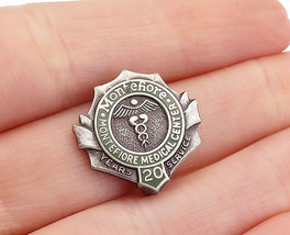 925 Sterling Silver - Vintage Enamel Medical Center Service Brooch Pin - BP2087 - £22.53 GBP