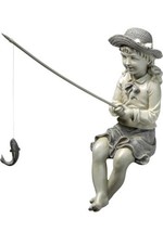 Girl Fishing Big Catch Garden Statue Small (A) - £131.95 GBP