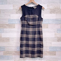 Banana Republic Flannel Plaid Sheath Dress Gray Brown Wool Blend Work Womens 6 - $34.64