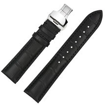 20mm Genuine Leather Watch Band Strap Black Deployment-Q204 - $18.00