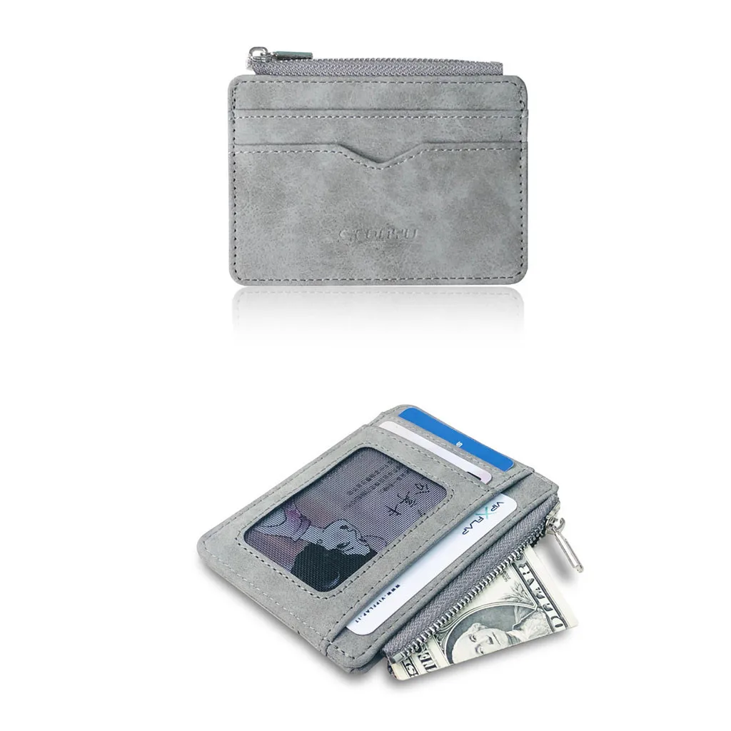 Slim Short Card Wallet Matte Leather Retro Clic Convenient Multi-card Frosted Fa - £53.44 GBP