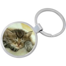 Napping Kitty Cat Keychain - Includes 1.25 Inch Loop for Keys or Backpack - £8.60 GBP