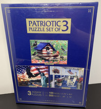 Patriotic Puzzle Set Of 3 2x 500pc 1x 100pc Puzzles New Sealed American ... - $9.89