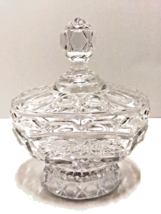 Clear Crystal Candy Trinket Dish With Lid Floral Pattern - Decorative Vintage - £19.84 GBP