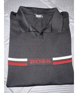 Hugo Boss Polo Shirt Small Black Red White Stripe Logo Slim Fit Made in ... - $34.87