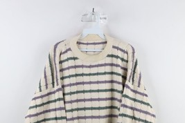 Vintage 90s Coogi Style Mens XL Ed Bassmaster Rainbow Striped Knit Cosby Sweater - £47.44 GBP