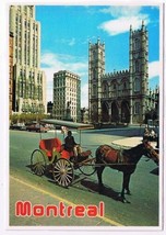 Quebec Laminated Postcard RPPC Montreal Notre Dame Church Horse &amp; Buggy - £2.32 GBP