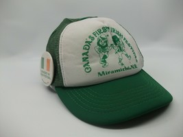 Canada&#39;s First Irish Festival Hat Vtg Green White Snapback Trucker Cap w/ Pin - £12.07 GBP