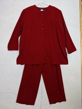 Maggie McNaughton Womens Shirt Pants 2  Piece Size 22W Polyester Red - $33.68