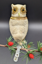 Vintage Clip On White &amp; Gold Owl/Bird Ornament Wolin Japan Christmas MCM - £13.92 GBP