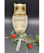 Vintage Clip On White &amp; Gold Owl/Bird Ornament Wolin Japan Christmas MCM - £13.69 GBP