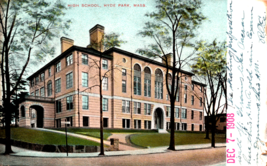 High School Street View and Grounds Hyde Park MA Massachusetts Postcard 1908 - £11.70 GBP