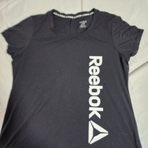 Reebok Shirt Women&#39;s Large front logo rear pleat black white logo - £8.04 GBP