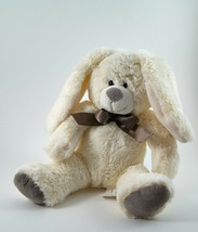 Easter Bunny Rabbit With Brown Bow White Plush 11&quot; Very Nice - £11.78 GBP