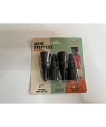 Mixed Not Stirred Wine Stoppers Set of 4 Black Silicone Food-Safe Preser... - $12.99 CAD