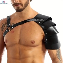 Single PU Leather Shoulder Armor Warrior Shoulder Armor With Belt Costume Dress  - £47.95 GBP