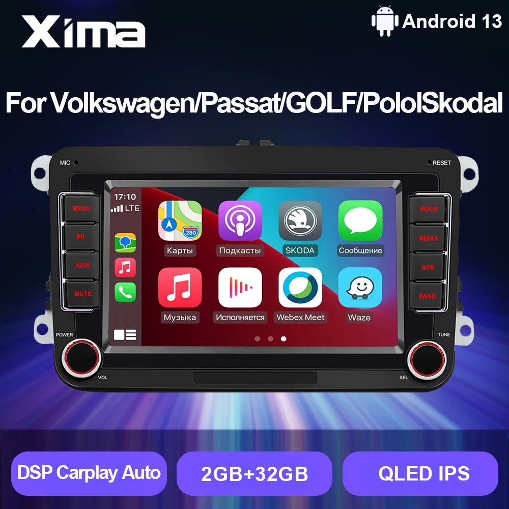 XIMA 2 Din Android Auto GPS Car Radio Multimedia Stereo Carplay For VW - £92.26 GBP+