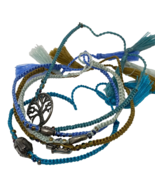 Artisan Made 5 Piece Knotted Cord Bracelet Set Buddah Multicolored NEW - $433.30 MXN