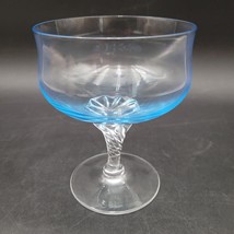 Sasaki Hawthorne Crystal Low Sherbet Champagne Glass Azure Blue Swirl St... - $11.87
