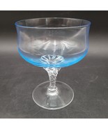 Sasaki Hawthorne Crystal Low Sherbet Champagne Glass Azure Blue Swirl St... - $16.16 CAD