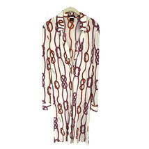 PINK TARTAN 100% Silk Dress White with Red Ropes Front Buttons Size Small/P - $647.56 MXN