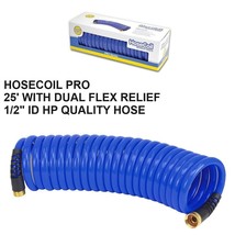 HOSECOIL PRO 25&#39; HOSE W/DUAL FLEX RELIEF 1/2&quot; ID HP QUALITY HOSE - £45.41 GBP