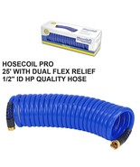 HOSECOIL PRO 25&#39; HOSE W/DUAL FLEX RELIEF 1/2&quot; ID HP QUALITY HOSE - £45.63 GBP