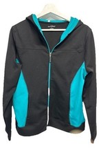 Be Inspired Activewear Hoodie Jacket Black Teal Pockets All Seasons L - $12.84