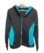 Be Inspired Activewear Hoodie Jacket Black Teal Pockets All Seasons L - $12.84