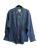 Vintage EDDIE BAUER Mens Shirt Blue Denim Chambray Button Up Sz XL - $24.95