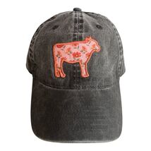 Infinity Her Floral Cow Patch Cowgirl Baseball Cap Washed Black - $16.20