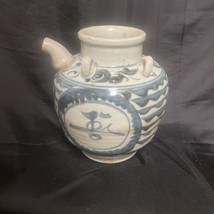 Vintage Chinese export porcelain blue and white Water Pot With Wax Seal - £470.72 GBP