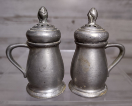 Vintage JCB Pewter Small Stein Shape Handled Salt and Pepper Shakers 2 1/2&quot; - £11.01 GBP