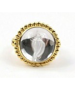 Paula Crevoshay 18K Yellow Gold Rock Crystal Intaglio and Peridot Shell ... - £2,366.52 GBP