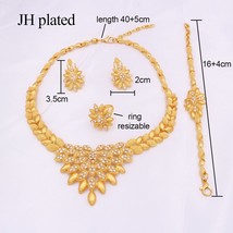 Nigeria Gold color Jewelry sets for Women Luxury necklace earrings Bracelet ring - £26.04 GBP