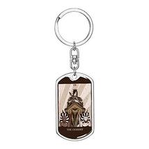 Tarot Card The Chariot Keychain Dog Tag Stainless Steel or 18k Gold - £47.38 GBP