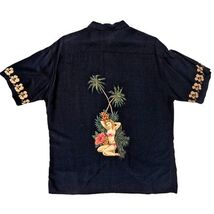 Vintage 80s Campia Rayon Hawaiian Shirt - Pin-Up Hula &amp; Palm Trees (Men'... - $36.95