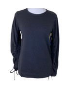 RACHEL Rachel Roy Ruched Sweatshirt Top Small Black Stretch Crew Neck Wo... - $32.55 CAD
