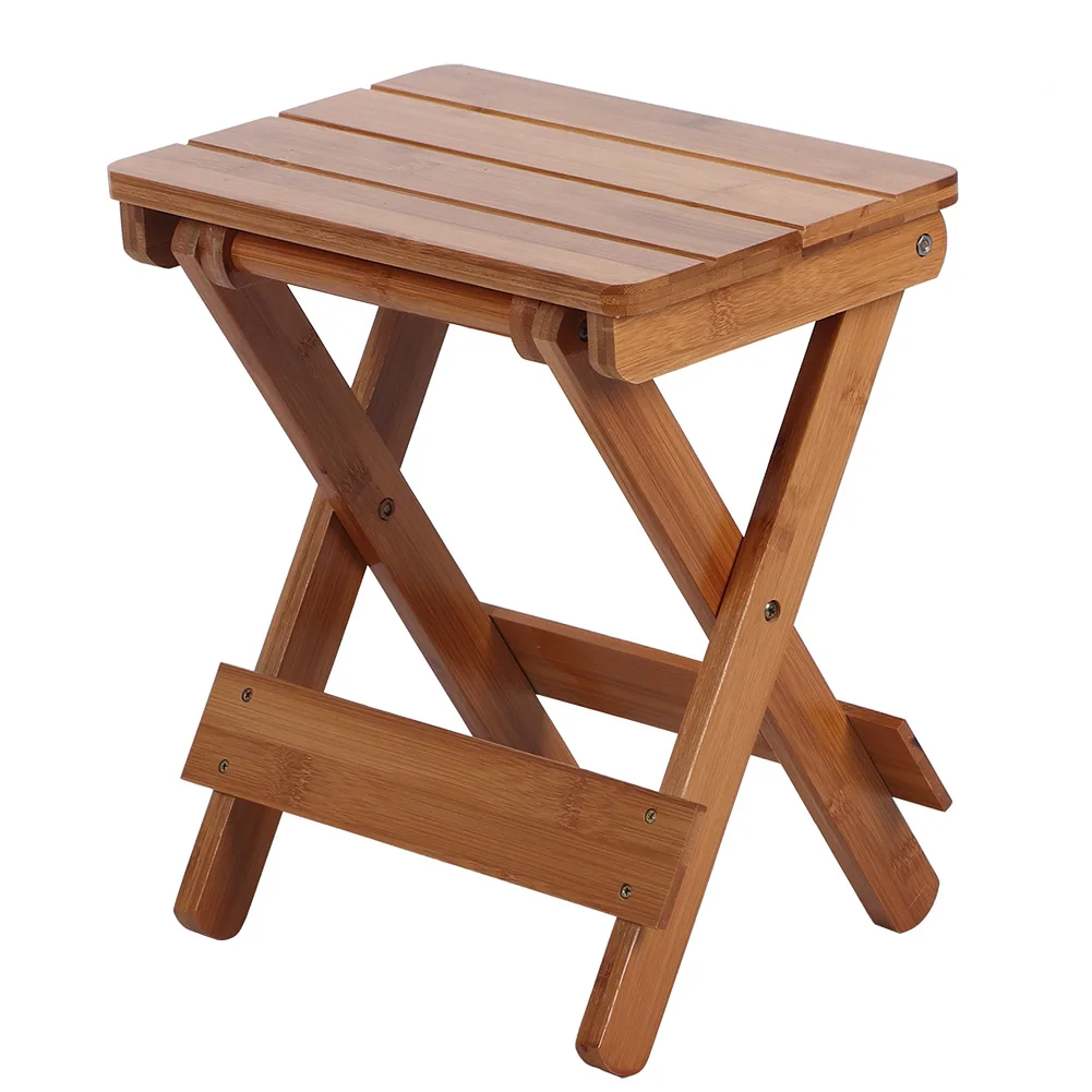 Portable Outdoor Camping Chair Household Square Bamboo Stool Folding Furniture - £37.91 GBP