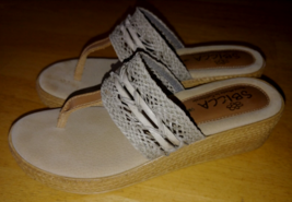 SBICCA LADIES HAND MADE WEDGE THONG SANDALS-9M-WORN ONCE-NICE - £17.78 GBP