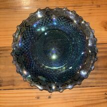 Vintage Indiana Glass Co. Peacock Blue 10" Carnival Glass Plate - $21.78