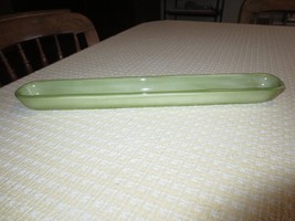 Pottery Barn Sausaliti Ceramic Green Olive Or Pickle TRAY/DISH - 16&quot; X 2-1/4&quot; - £14.33 GBP