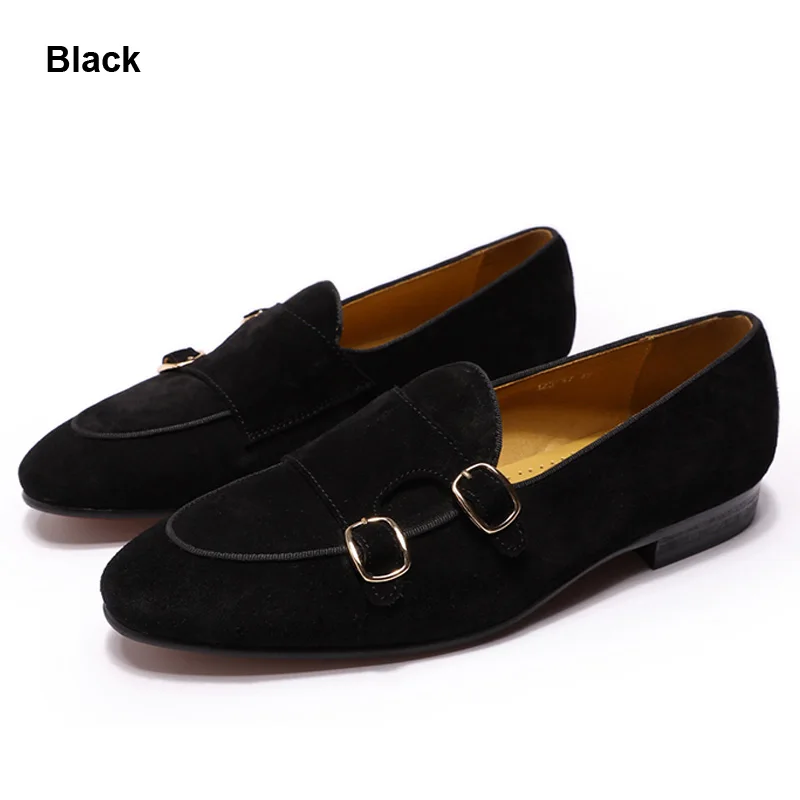 Fashion Design Suede Leather Mens Loafers Black Brown Green Casual Dress... - $122.98